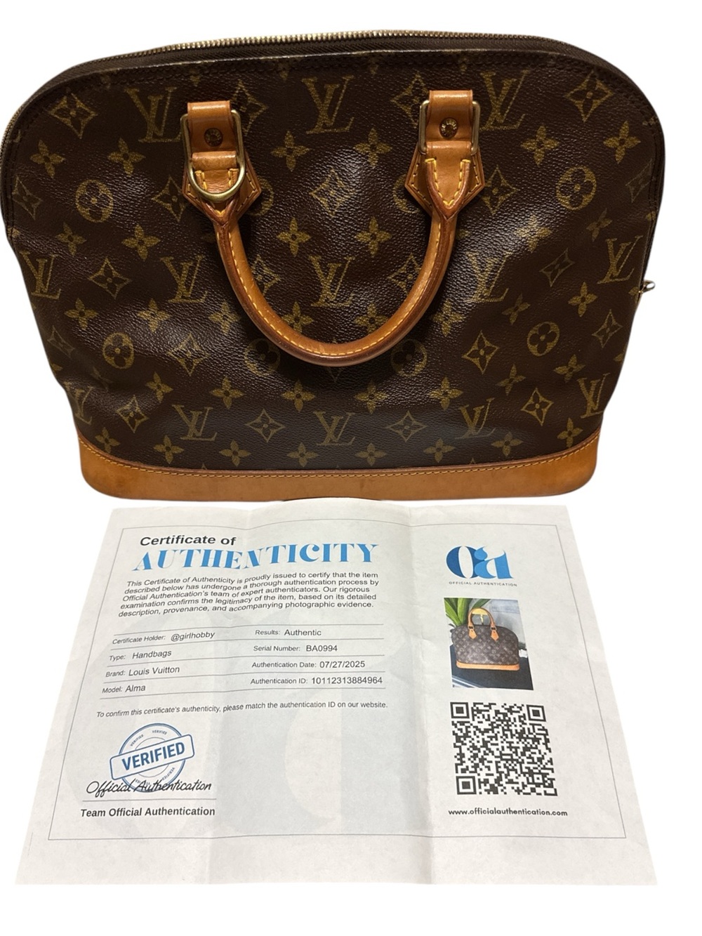 Louis Vuitton Monogram Alma Satchel in Brown and Tan